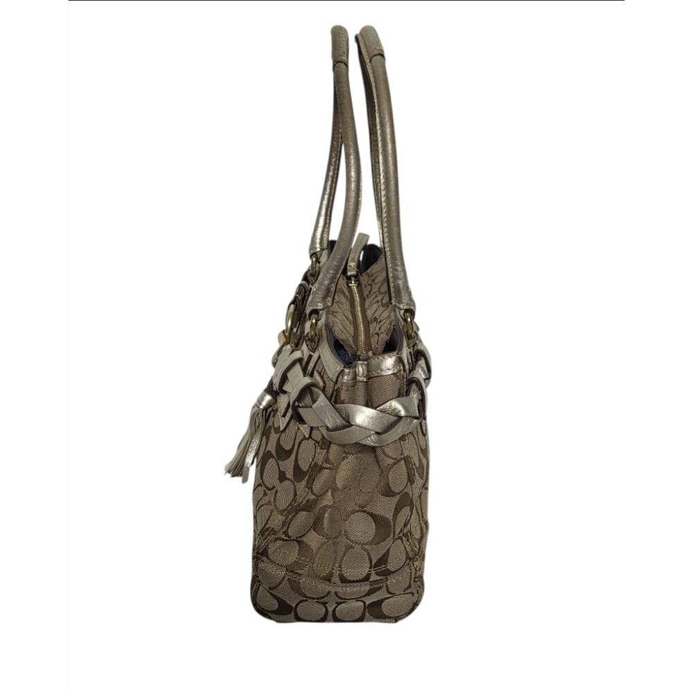 Y2K Coach Hampton F13065 Signature Monogram Canvas Braided Tassel Handbag - Picture 2 of 13